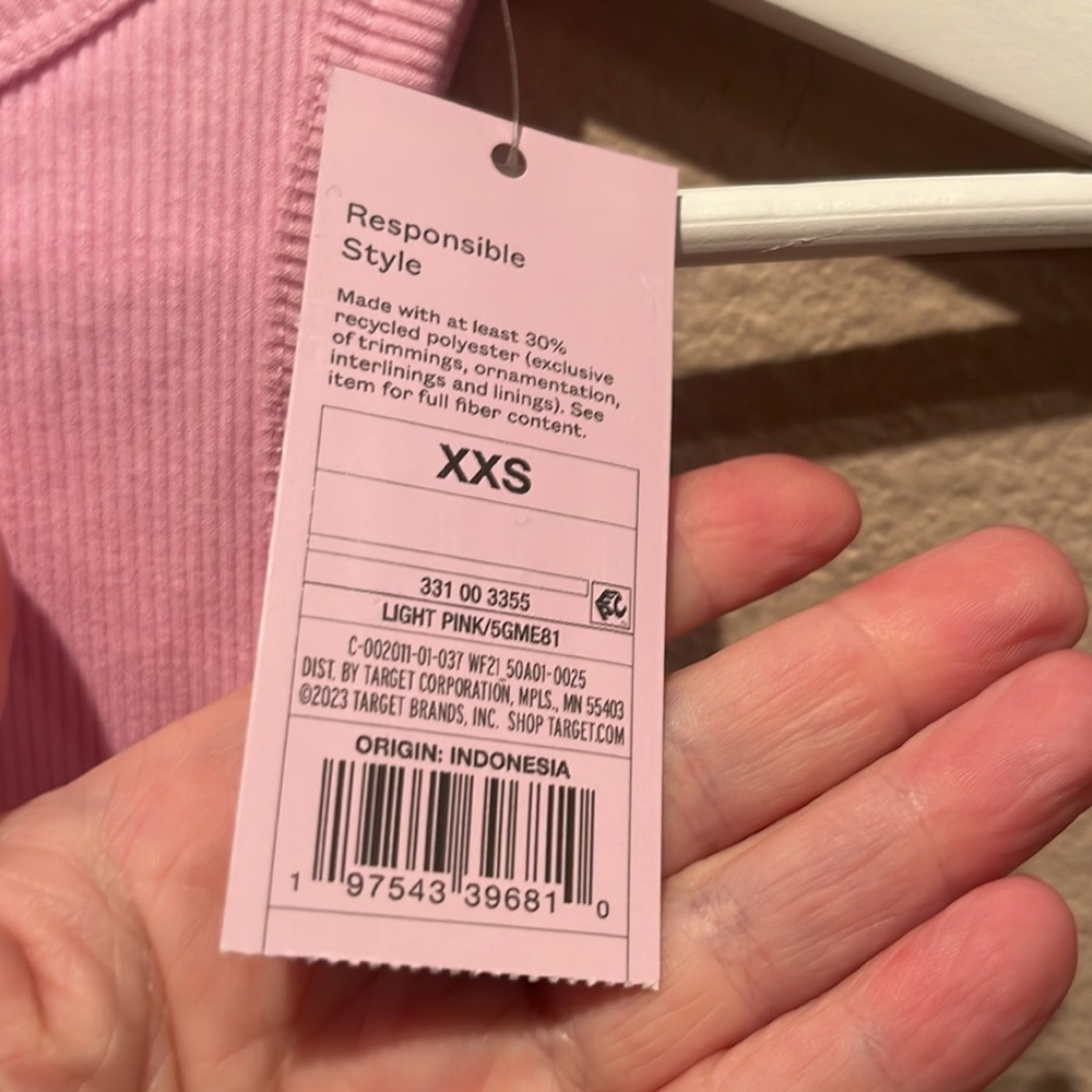 New Wild Fable Women’s Pink Ribbed Cropped Tank Top Size XXS NWT - Picture 5 of 9